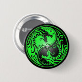 Yin Yang Drachen, Grün und Schwarzes Button (Vorne & Hinten)