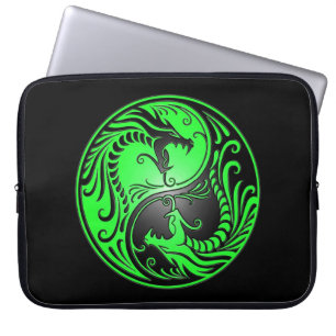Yin Yang Drachen, Grün und Schwarzes Laptopschutzhülle