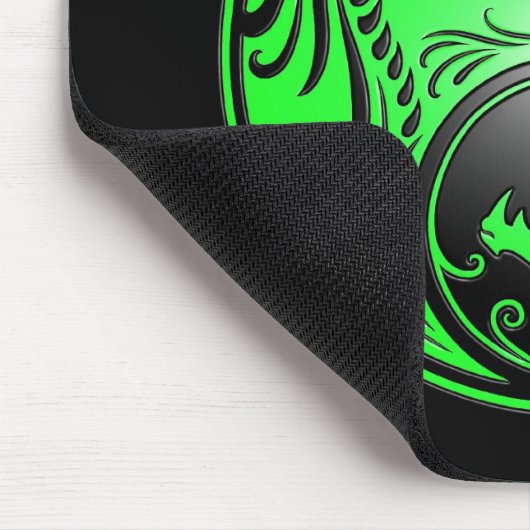 Yin Yang Drachen, Grün und Schwarzes Mousepad (Ecke)