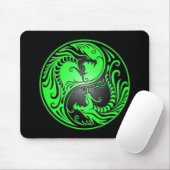 Yin Yang Drachen, Grün und Schwarzes Mousepad (Mit Mouse)