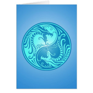 Yin Yang Drachen, hellblau