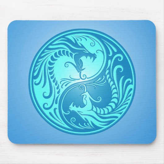 Yin Yang Drachen, hellblau Mousepad (Vorne)