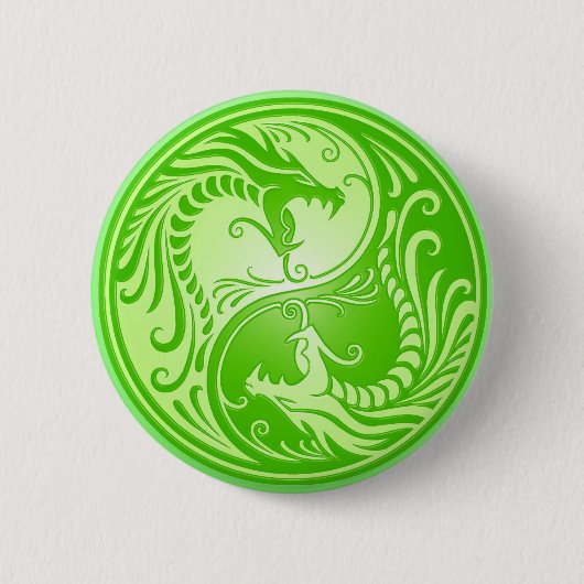 Yin Yang Drachen, hellgrün Button (Vorderseite)
