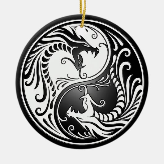 Yin Yang Drachen Keramikornament (Vorne)
