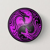 Yin Yang Drachen, lila und schwarz Button (Vorderseite)