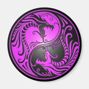 Yin Yang Drachen, lila und schwarz Magnet