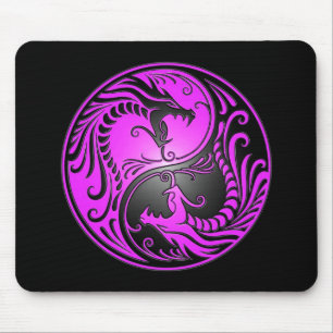 Yin Yang Drachen, lila und schwarz Mousepad
