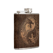 Yin Yang Drachen mit hölzernem Korn-Effekt Flachmann (Rechts)