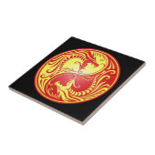 Yin Yang Drachen, Rot und Gelb Fliese (Seite)