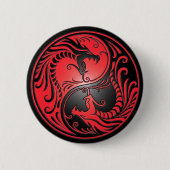 Yin Yang Drachen, Rot und Schwarzes Button (Vorderseite)