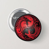 Yin Yang Drachen, Rot und Schwarzes Button (Vorne & Hinten)