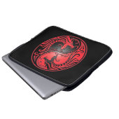 Yin Yang Drachen, Rot und Schwarzes Laptopschutzhülle (Vorne Knopf)
