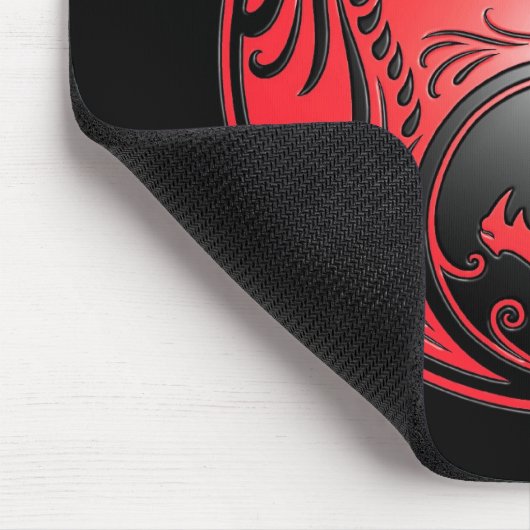 Yin Yang Drachen, Rot und Schwarzes Mousepad (Ecke)