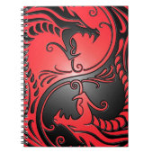 Yin Yang Drachen, Rot und Schwarzes Notizblock (Vorderseite)