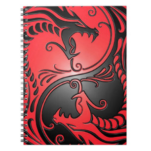 Yin Yang Drachen, Rot und Schwarzes Notizblock