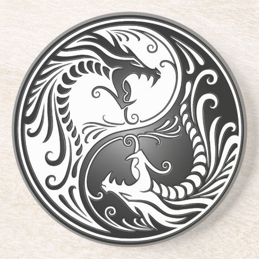 Yin Yang Drachen Sandstein Untersetzer (Vorne)