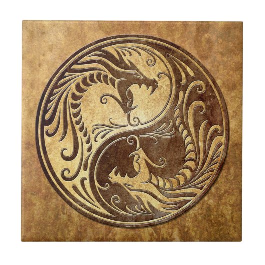 Yin Yang Drachen, Stein Fliese (Vorderseite)