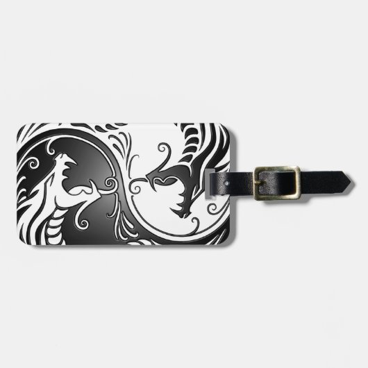 Yin Yang Drachen, Weiß und Schwarzes Gepäckanhänger (Vorderseite horizontal)