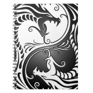 Yin Yang Drachen, Weiß und Schwarzes Notizblock