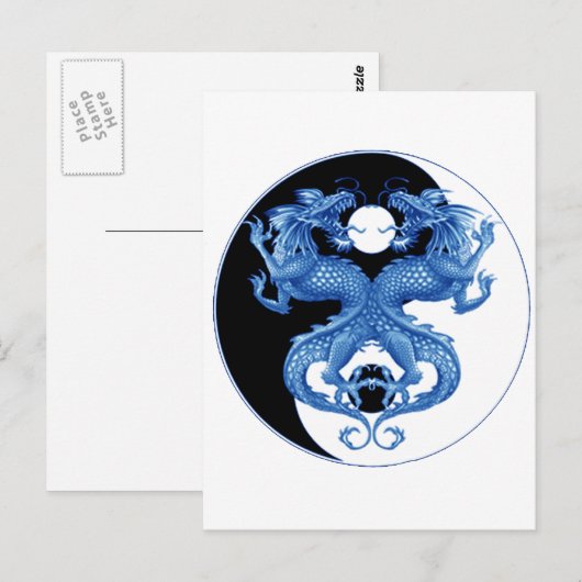 Yin Yang Dragon 2 Postkarte (Vorne/Hinten)