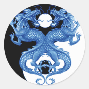 Yin Yang Dragon 2 Runder Aufkleber