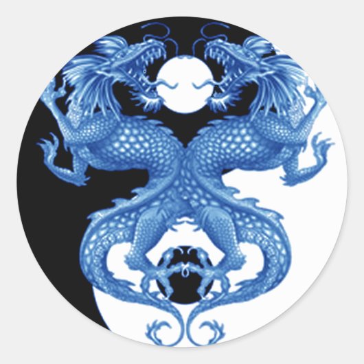 Yin Yang Dragon 2 Runder Aufkleber (Vorderseite)