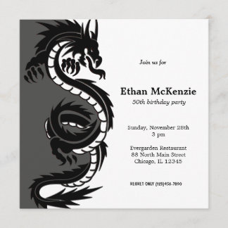 Yin Yang Dragon Birthday Thema Einladung