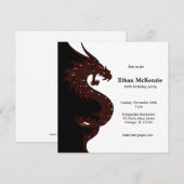 Yin Yang Dragon Geburtstagsthema Einladung (Vorne/Hinten)