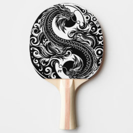 Yin Yang Dragon in Black and White Personalized Tischtennis Schläger