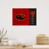 Yin Yang Dragon Poster rot und schwarz (Küche)