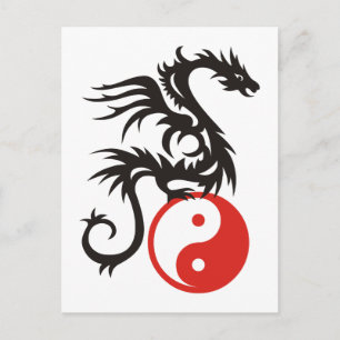 Yin & Yang Dragon Postkarte