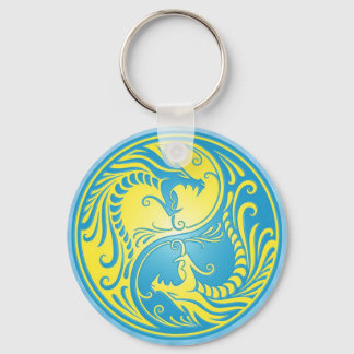 Yin Yang Dragons, blau und gelb Schlüsselanhänger