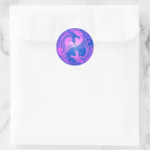 Yin Yang Dragons, blau und lila Runder Aufkleber (Tasche)