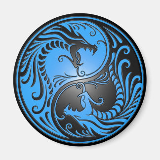 Yin Yang Dragons, blau und schwarz Magnet