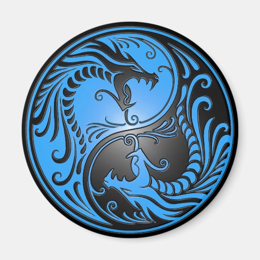 Yin Yang Dragons, blau und schwarz Magnet (Vorne)