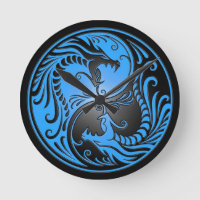 Yin Yang Dragons, blau und schwarz