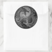 Yin Yang Dragons, grau und schwarz Runder Aufkleber (Tasche)