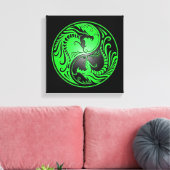 Yin Yang Dragons, grün und schwarz Leinwanddruck (Insitu (Wohnzimmer))