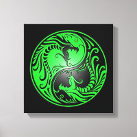 Yin Yang Dragons, grün und schwarz