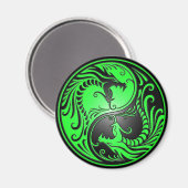 Yin Yang Dragons, grün und schwarz Magnet (Vorderseite/Rückseite)
