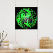 Yin Yang Dragons, grün und schwarz Poster (Küche)