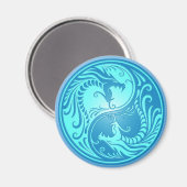 Yin Yang Dragons, hell blau Magnet (Vorderseite/Rückseite)