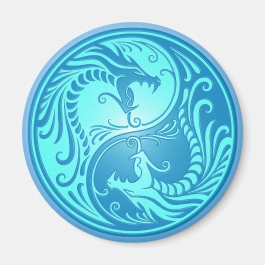 Yin Yang Dragons, hell blau Magnet (Vorne)
