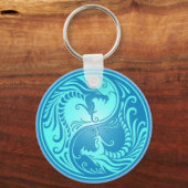 Yin Yang Dragons, hell blau Schlüsselanhänger (Vorderseite)