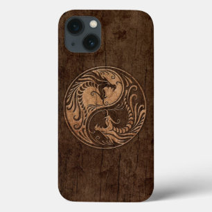Yin Yang Dragons mit Holzkörneffekt Case-Mate iPhone Hülle