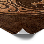 Yin Yang Dragons mit Holzkörneffekt Poster (Ecke)