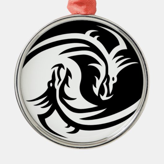 Yin Yang Dragons Ornament Aus Metall (Vorne)