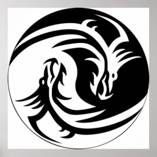 Yin Yang Dragons Poster