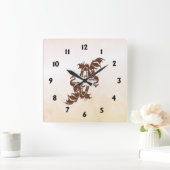 Yin Yang Dragons Quadratische Wanduhr (Zuhause)