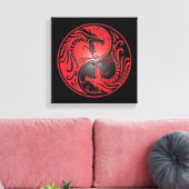 Yin Yang Dragons, rot und schwarz Leinwanddruck (Insitu (Wohnzimmer))